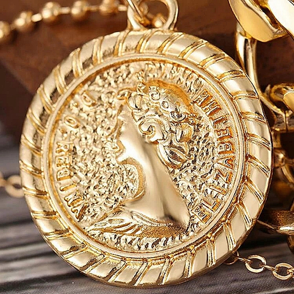 "Without Words" Gold Layered Coin Necklace Set - Picture 11 of 15